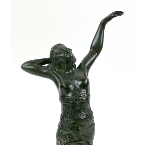 12 - BRONZE DANCER, HENRY FUGERE (French 1872-1944), 'La danse de Salome', Art Deco mounted on circular m... 