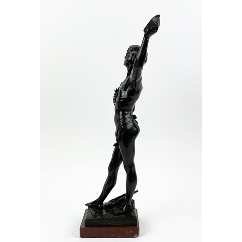 13 - BRONZE FIGURE, ANGLES CANE (1859-1911), 'Premier triumphe', mounted on a rouge marble plinth base, 5... 