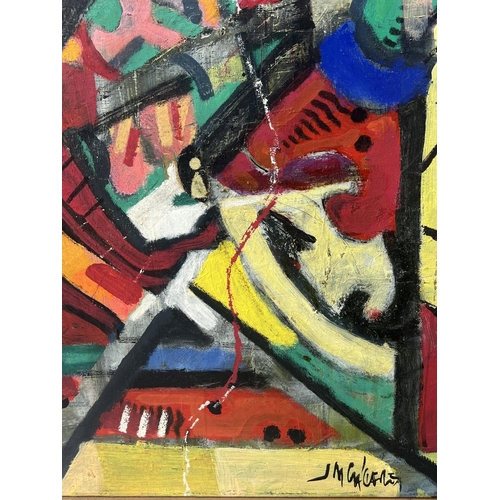 132 - 20TH CENTURY FRENCH SCHOOL 'Abstract', oil on canvas, indistinctly signed and dated 1986, 70cm x 100... 