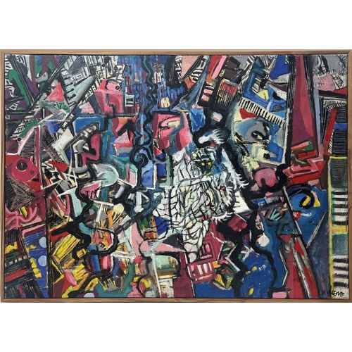 133 - 20TH CENTURY FRENCH SCHOOL 'Abstract', oil on canvas, indistinctly signed and dated 1986, 70cm x 100... 