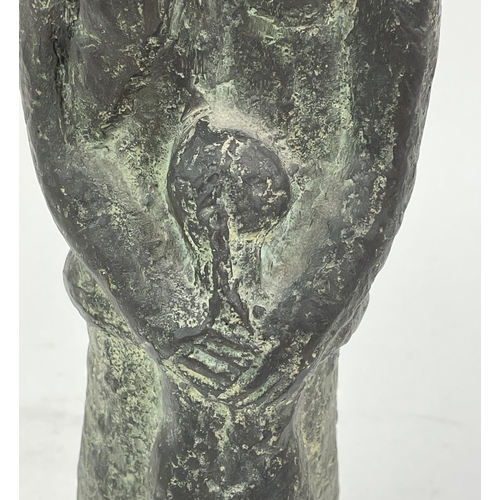 2 - MANNER OF HENRY MOORE (1898-1986) bronze, in verdigris finish (indistinctly signed and dated), 35cm ... 