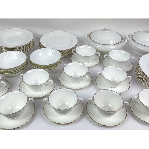 52 - WEDGEWOOD DINNER SERVICE, ten place setting 'Gold Chelsea' pattern, comprising ten dinner plates, te... 