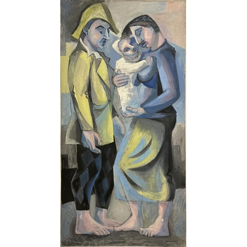 75 - JEAN MAURICE LASNIER (1922), 'Saltimbanques', oil on canvas, 194cmx  196cm, signed, labels verso. (S... 