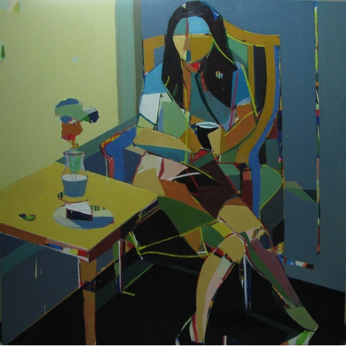 157 - WIPOOSNA SUPANAKORN, 'Girl in Bistro', oil on canvas, 150cm x 150cm, framed.