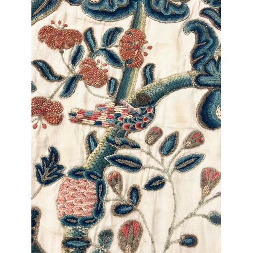 25 - 18TH CENTURY CREWELWORK TEXTILE, 179cm x 140cm.