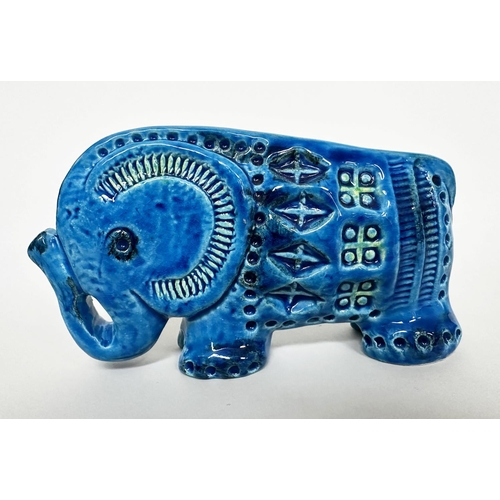 15 - BITOSSI, three pieces, Tuscan blue ceramic including two elephants and a horse head, largest 16cm W.... 