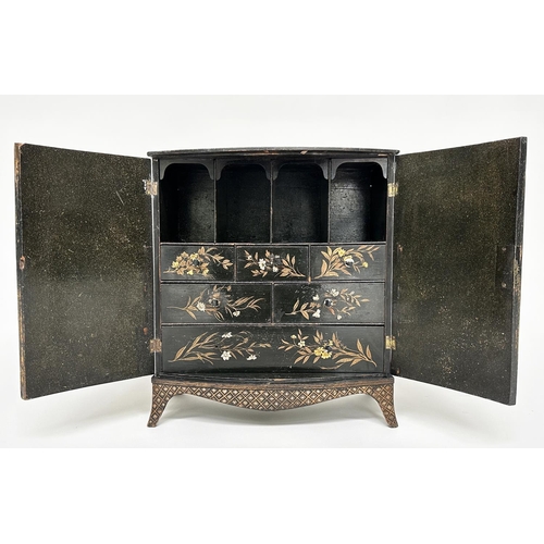 16 - TABLE CABINET, George III lacquered and gilt polychrome chinoiserie decorated, bowfront with two doo... 