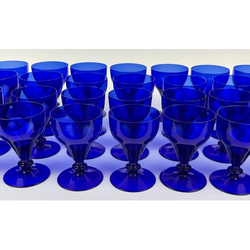 10 - WILLIAM YEOWARD BLUE WINE GLASSES, a collection of forty-seven. (47)