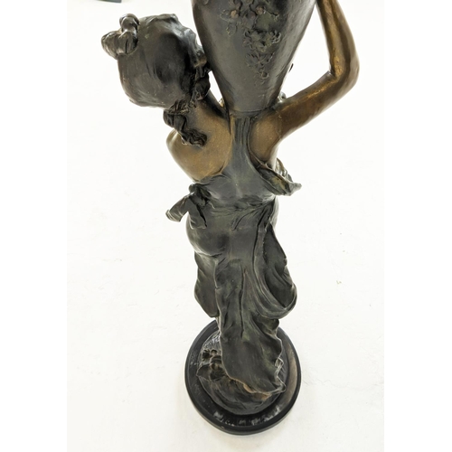 11A - AFTER LOUIS AUGUSTE MOREAU (1855-1919), Woman with a water jug, patinated bronze on a circular marbl... 