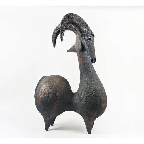 15 - DOMINIQUE POUCHAIN, 'Grand Bouquetin', ceramic in dark painted finish, 74cm H x 50cm L.