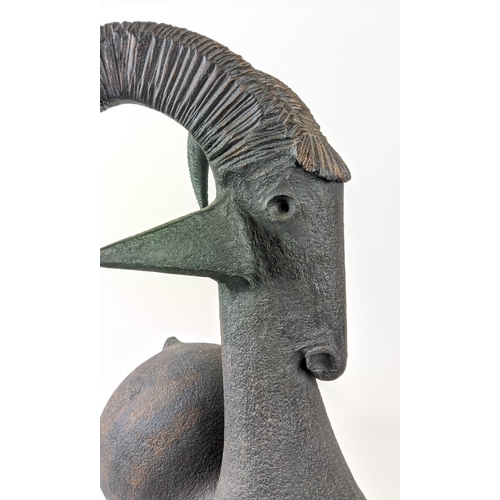 15 - DOMINIQUE POUCHAIN, 'Grand Bouquetin', ceramic in dark painted finish, 74cm H x 50cm L.