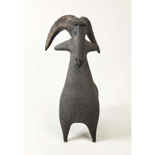 16 - DOMINIQUE POUCHAIN, 'Petit Bouquetin', ceramic in dark painted finish, 42cm H x 27cm L.