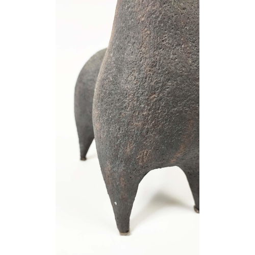 16 - DOMINIQUE POUCHAIN, 'Petit Bouquetin', ceramic in dark painted finish, 42cm H x 27cm L.