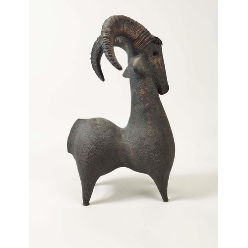 16 - DOMINIQUE POUCHAIN, 'Petit Bouquetin', ceramic in dark painted finish, 42cm H x 27cm L.