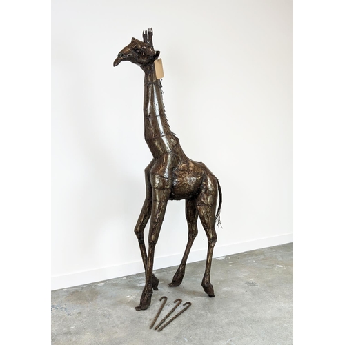 17 - GIRAFFE SCULPTURE, welded metal, 210cm H.