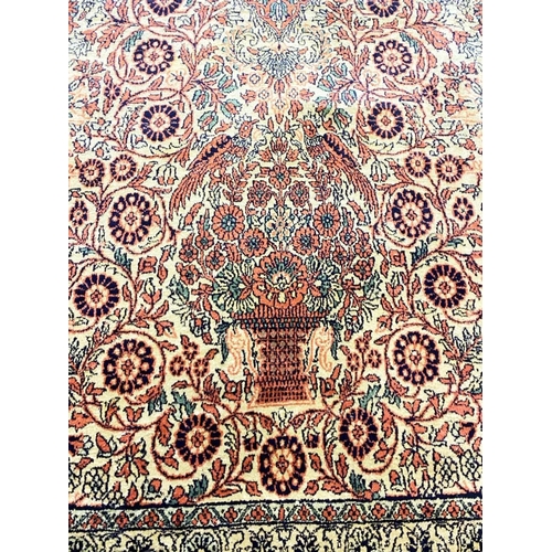 182 - KERMAN LAVER DESIGN SILK CARPET, 380cm x 260cm.