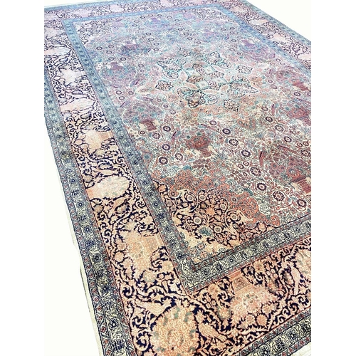 182 - KERMAN LAVER DESIGN SILK CARPET, 380cm x 260cm.