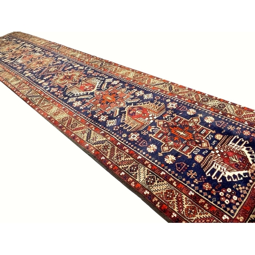 183 - PERSIAN KARAJA LONG RUNNER, 451cm x 100cm.