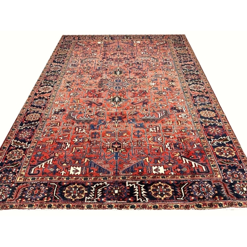 187 - ANTIQUE PERSIAN HERIZ CARPET, 355cm x 270cm.