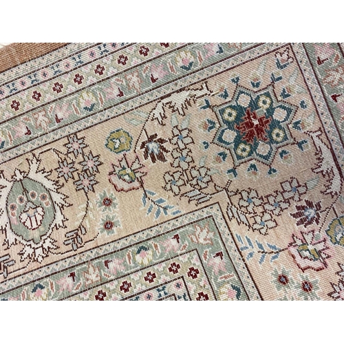 188 - FINE PURE SILK HEREKE DESIGN CARPET, 280cm x 180cm.