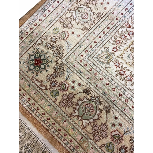 188 - FINE PURE SILK HEREKE DESIGN CARPET, 280cm x 180cm.