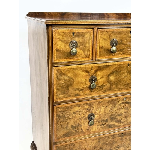 197 - HEAL'S CHEST, Art Deco walnut with three short over three long drawers raised on cabriole supports, ... 