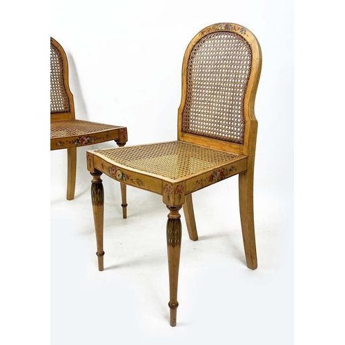 201 - SIDE CHAIRS, a pair, Edwardian Sheraton revival painted with cane seats and back, 84cm H x 44cm W, t... 