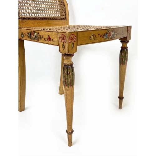 201 - SIDE CHAIRS, a pair, Edwardian Sheraton revival painted with cane seats and back, 84cm H x 44cm W, t... 