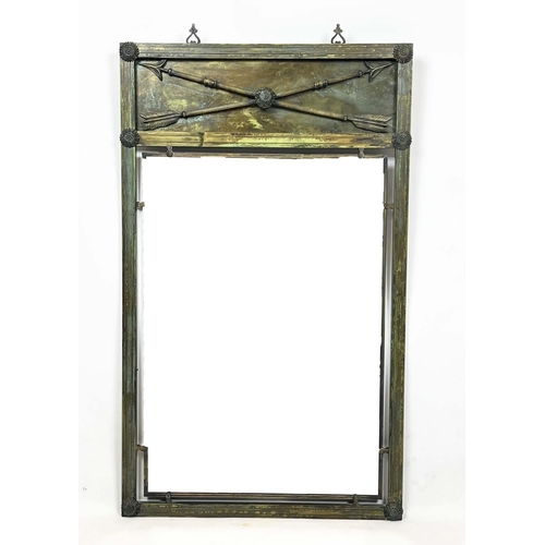 202 - WALL MIRROR, 1940s French, Neo-classical design bronze frame with a rectangular plate, 105cm x 60cm.