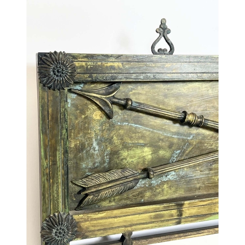 202 - WALL MIRROR, 1940s French, Neo-classical design bronze frame with a rectangular plate, 105cm x 60cm.