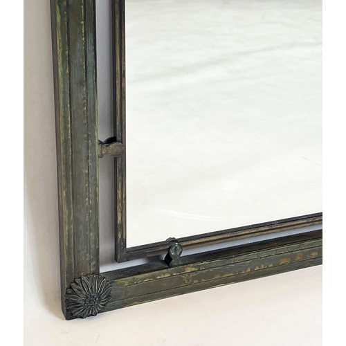 202 - WALL MIRROR, 1940s French, Neo-classical design bronze frame with a rectangular plate, 105cm x 60cm.