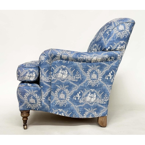 211 - PIERRE FREY ARMCHAIR, Howard style, rounded arms, feather cushion and turned front supports, with Pi... 