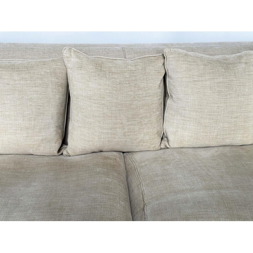 219 - KNOLE SOFA BY DURESTA, neutral Herringbone weave linen upholstered with scatter cushions, drop arms ... 