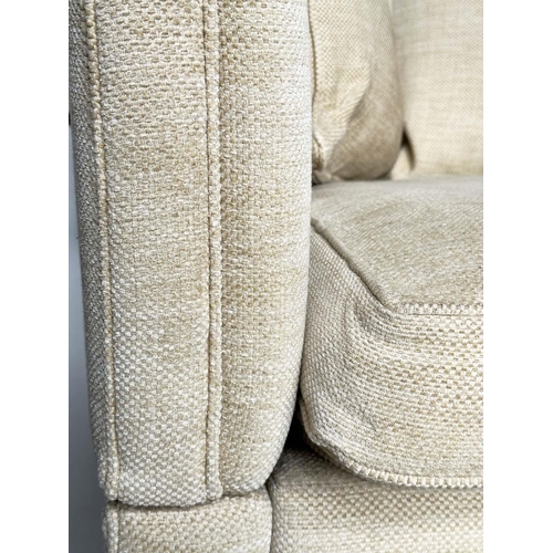 219 - KNOLE SOFA BY DURESTA, neutral Herringbone weave linen upholstered with scatter cushions, drop arms ... 