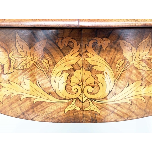 220 - CENTRE TABLE, Victorian burr walnut and satinwood crossbanding and foliate marquetry and cabriole su... 