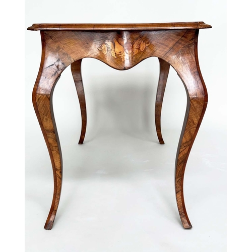 220 - CENTRE TABLE, Victorian burr walnut and satinwood crossbanding and foliate marquetry and cabriole su... 