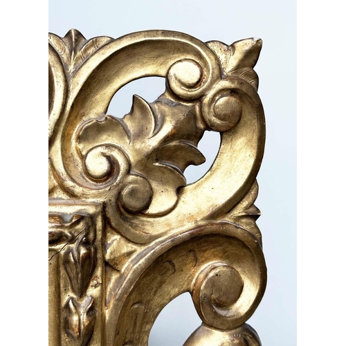 242 - FLORENTINE WALL MIRROR, 19th century Italian rectangular carved giltwood C scroll and foliate pierce... 