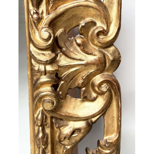 242 - FLORENTINE WALL MIRROR, 19th century Italian rectangular carved giltwood C scroll and foliate pierce... 