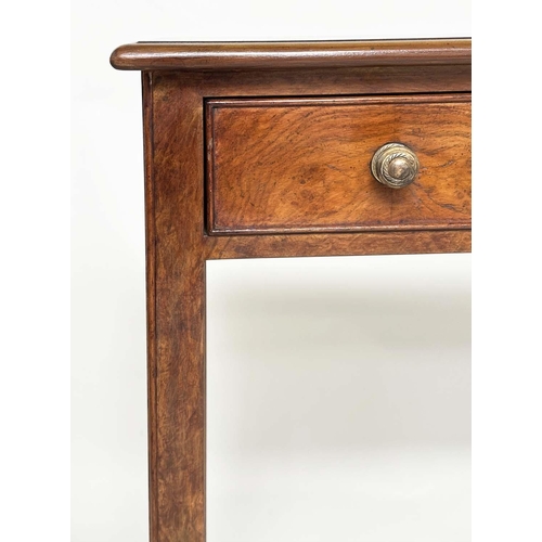 265 - HALL TABLE, George III design burr elm and crossbanded with four frieze drawers, 125cm x 32cm x 76cm... 