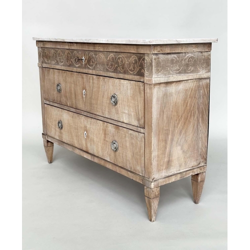 267 - HALL COMMODE, early 19th century Danish walnut and inlaid of adapted shallow proportions with three ... 