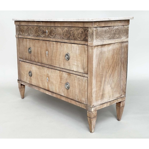 267 - HALL COMMODE, early 19th century Danish walnut and inlaid of adapted shallow proportions with three ... 