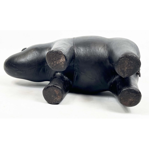 27 - ATTRIBUTED TO LIBERTY LEATHER RHINO FOOTSTOOL, 37cm H x 62cm x 23cm W.