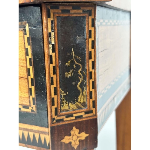 283 - DUTCH HALL TABLE, early 19th century satinwood and ebony of breakfront form with full width frieze d... 