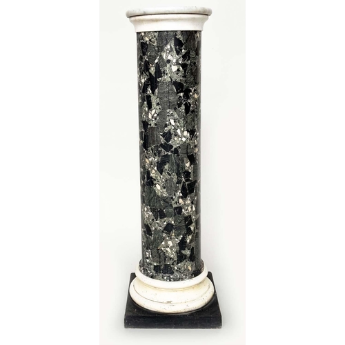 288 - MARBLE COLUMN, early 20th century variegated veneered column, 112cm H x 30cm.