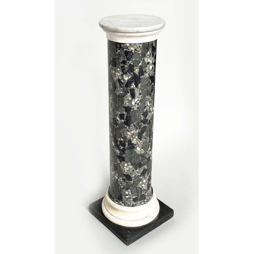 288 - MARBLE COLUMN, early 20th century variegated veneered column, 112cm H x 30cm.