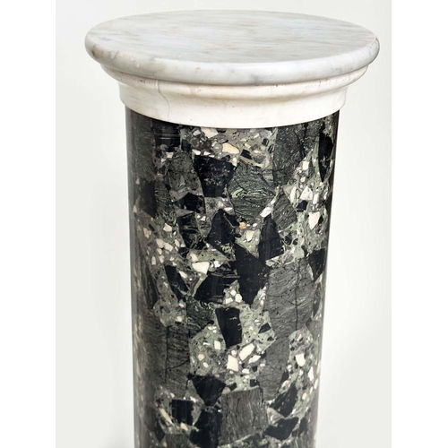 288 - MARBLE COLUMN, early 20th century variegated veneered column, 112cm H x 30cm.