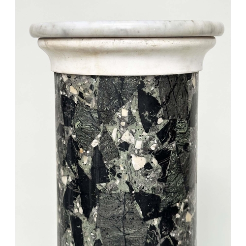 288 - MARBLE COLUMN, early 20th century variegated veneered column, 112cm H x 30cm.