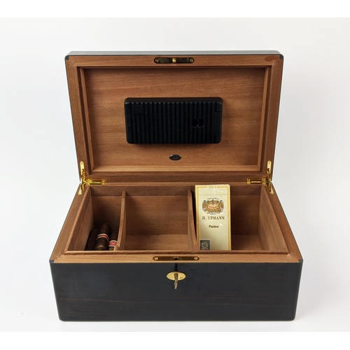 29 - DUNHILL CIGAR HUMIDOR, 35cm W x 23cm D x 16cm H, bears plaque with a quantity of old cigars.