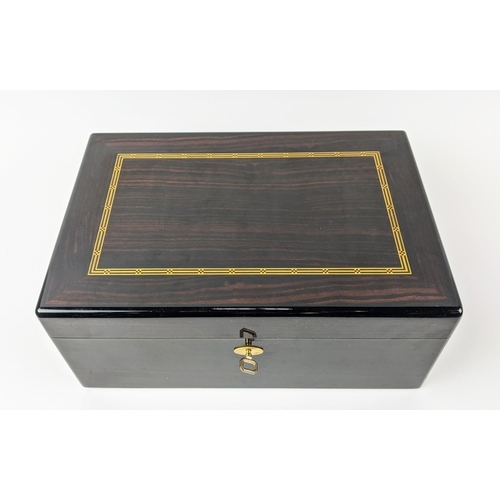 29 - DUNHILL CIGAR HUMIDOR, 35cm W x 23cm D x 16cm H, bears plaque with a quantity of old cigars.