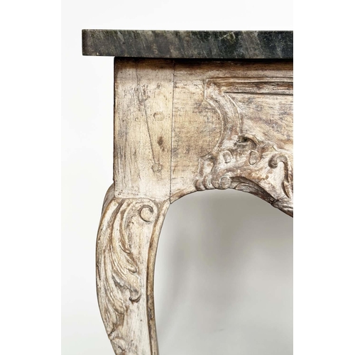 292 - CONSOLE TABLE, 19th century Italian with brèche marble top on carved and pierced C scroll cabriole s... 